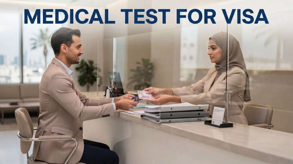 medical test for visa in dubai -documents reciving from a lady employee
