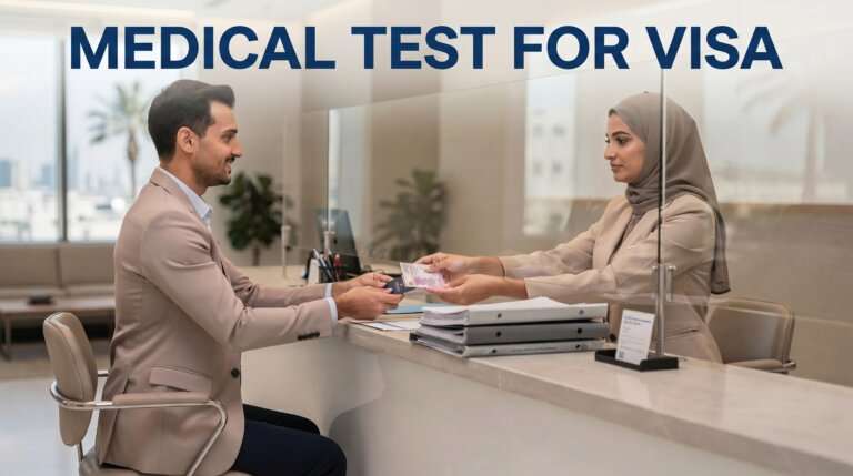 medical test for visa in dubai -documents reciving from a lady employee